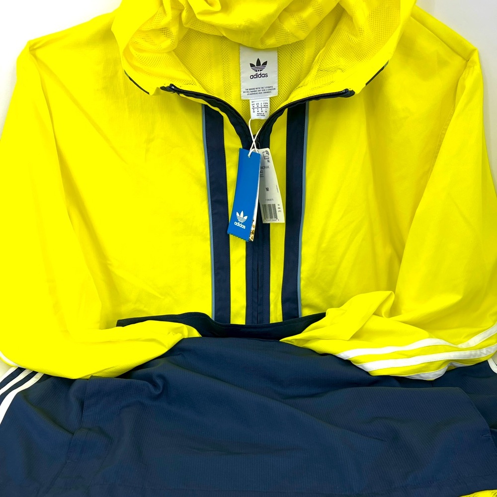 ADIDAS ORIGINAL WINDBREAKER, ANORAK HOODIE,YELLOW & BLUE,MEDIUM,100% POLYESTER - Picture 7 of 16